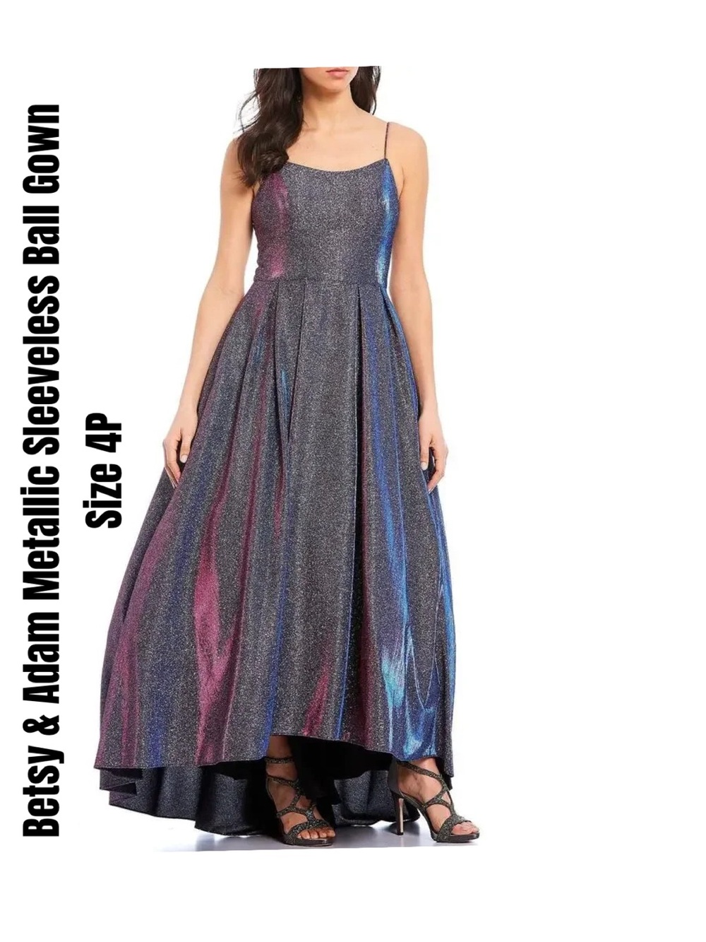 Betsy & Adam Metallic Sleeveless Ball Gown Size 4P